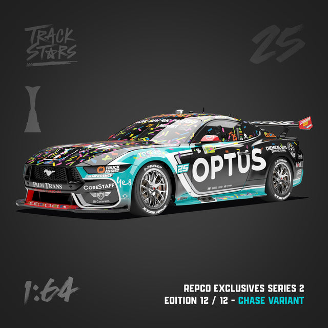 1:64 Mobil 1 Optus Racing #25 Ford Mustang GT Supercar - 2026 Repco Supercars Championship Winner - Chaz Mostert