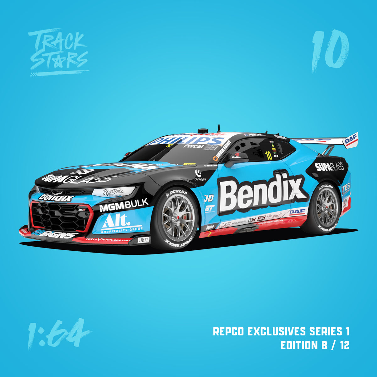 1:64 Bendix Racing #10 Chevrolet Camaro ZL1 Supercar - 2025 Repco Supe ...