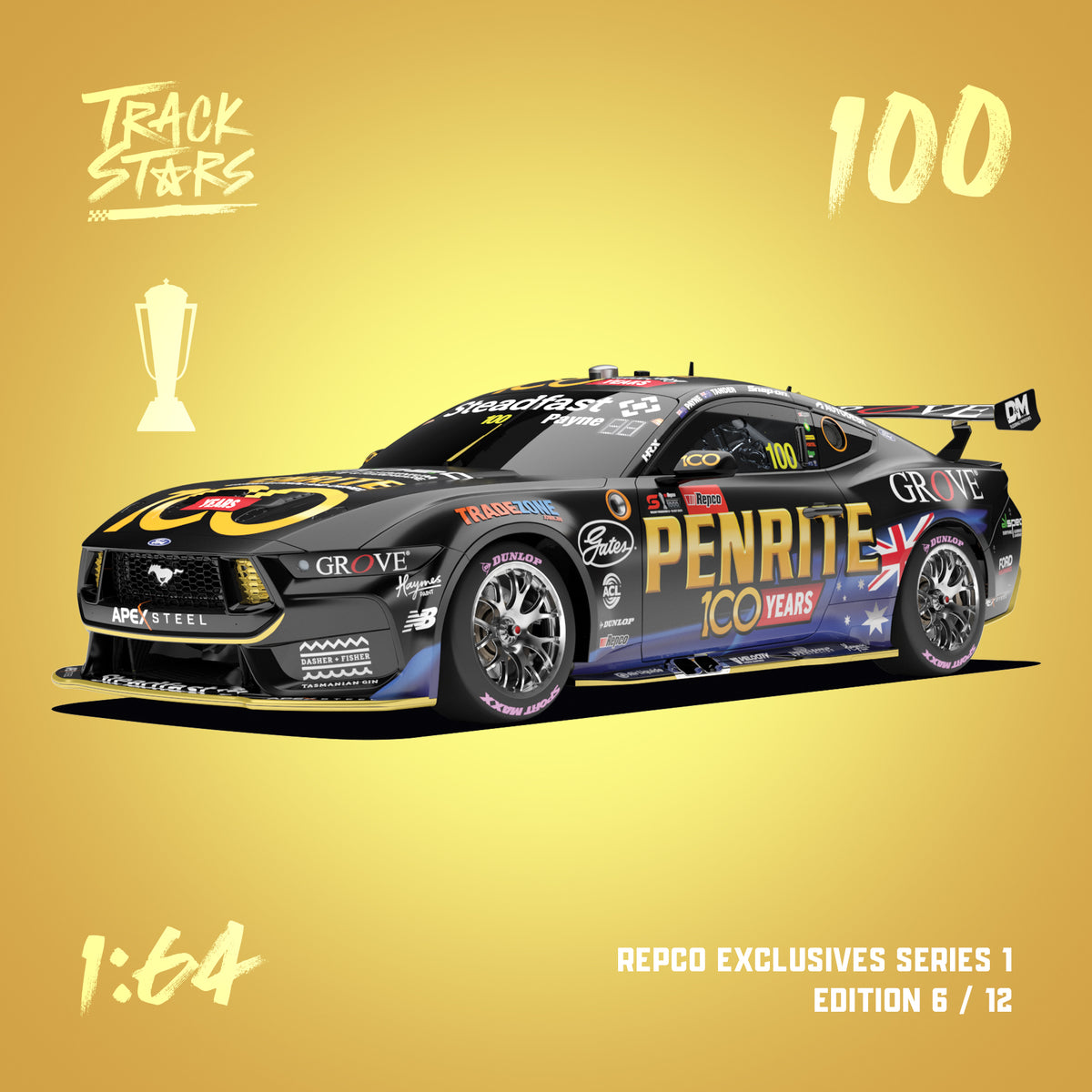 1:64 Penrite Racing #100 Ford Mustang GT Supercar - 2025 Repco Bathurs ...