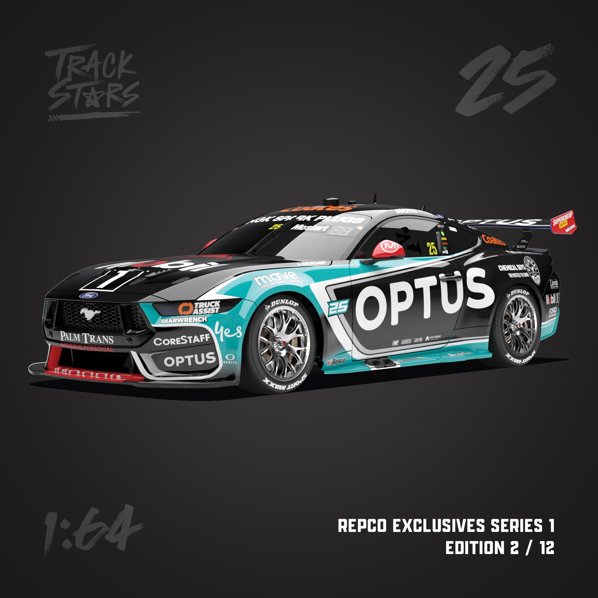 1:64 Mobil 1 Optus Racing #25 Ford Mustang GT Supercar - 2025